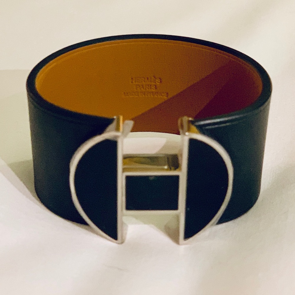 Hermès 2002 Calfskin Leather Bracelet, Black NEW